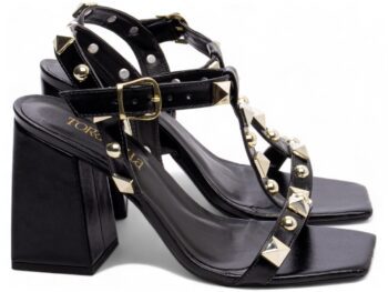 Sandália Feminina Salto Grosso Preto Torricella AVS 038A