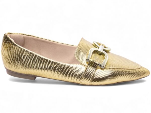 Sapatilha Mocassim Feminino Bico Fino Dourada Torricella AVS 153C