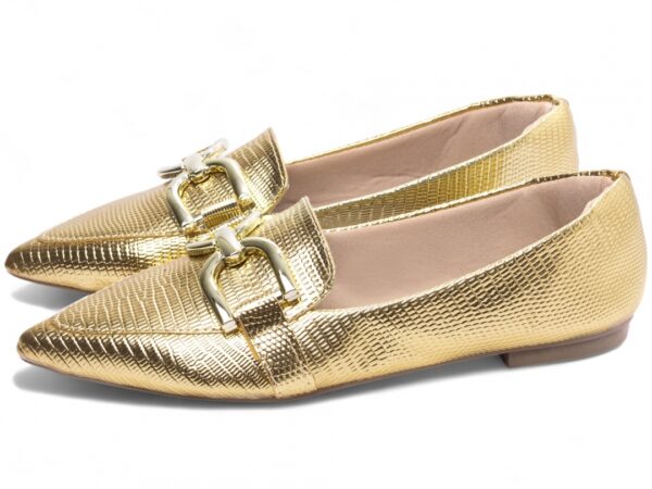 Sapatilha Mocassim Feminino Bico Fino Dourada Torricella AVS 153C