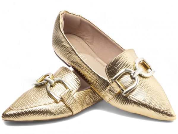 Sapatilha Mocassim Feminino Bico Fino Dourada Torricella AVS 153C