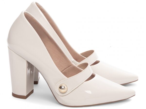 Sapato Scarpin Salto Alto Quadrado Off White Torricella AVS 65-13B