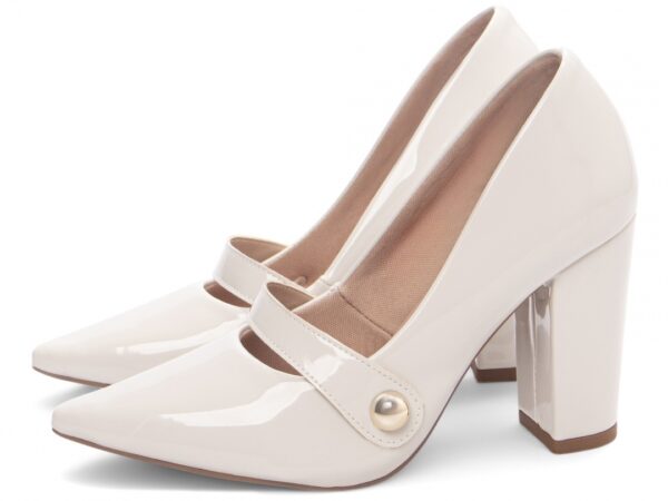 Sapato Scarpin Salto Alto Quadrado Off White Torricella AVS 65-13B