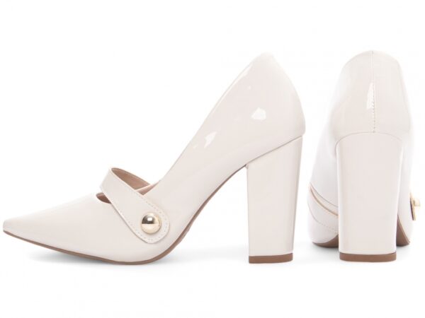 Sapato Scarpin Salto Alto Quadrado Off White Torricella AVS 65-13B