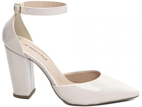Sapato Scarpin Salto Bico Fino Off White Torricella 65-03B