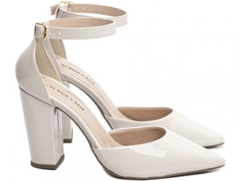 Sapato Scarpin Salto Bico Fino Off White Torricella 65-03B