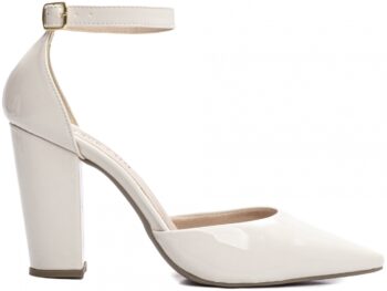 Sapato Scarpin Salto Bico Fino Off White Torricella 65-03B
