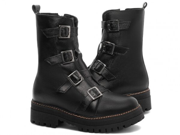 Bota Coturno Sola Tratorada Couro Preto Torricella AVS 23A