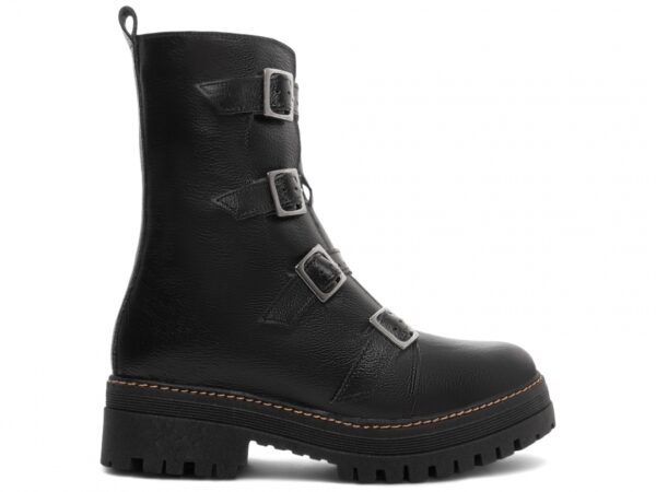 Bota Coturno Sola Tratorada Couro Preto Torricella AVS 23A
