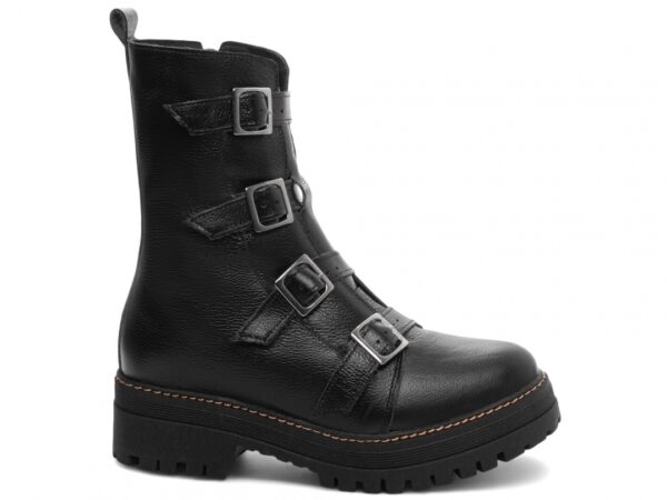 Bota Coturno Sola Tratorada Couro Preto Torricella AVS 23A
