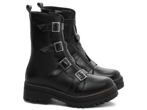 Bota Coturno Sola Tratorada Couro Preto Torricella AVS 23A