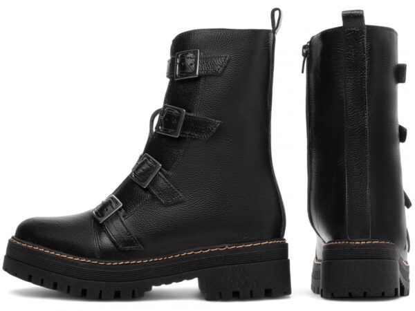 Bota Coturno Sola Tratorada Couro Preto Torricella AVS 23A