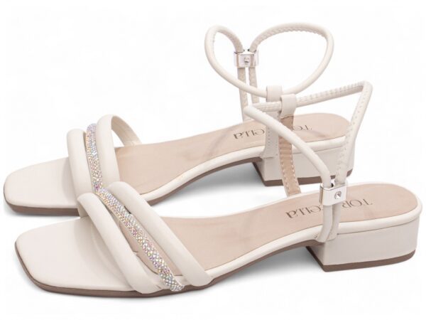 Sandália Feminina Salto Baixo Off White Torricella AVS 1.003C