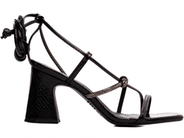 Sandália Feminina Salto Grosso Tiras Strass Amarrar Preto Torricella AVS 60-514A