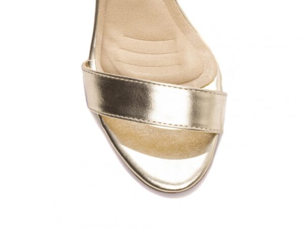 Sandália Feminina Tamanco Salto Grosso Dourado AVS 8060C