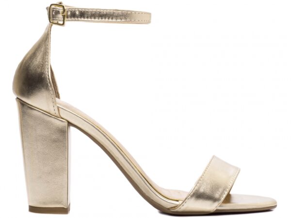 Sandália Feminina Tamanco Salto Grosso Dourado AVS 8060C