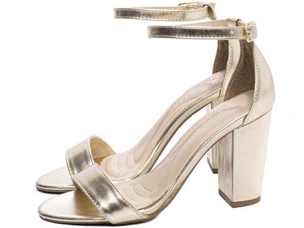 Sandália Feminina Tamanco Salto Grosso Dourado AVS 8060C