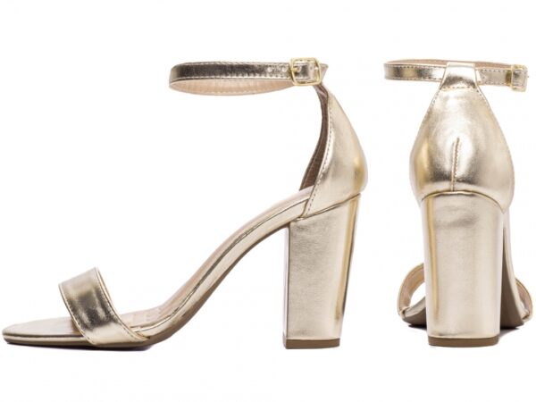 Sandália Feminina Tamanco Salto Grosso Dourado AVS 8060C