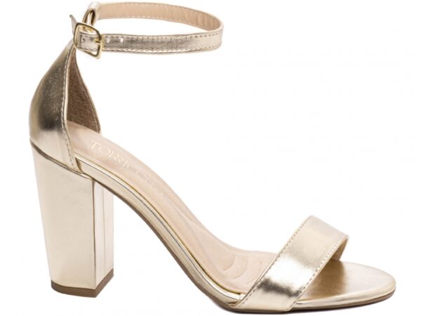Sandália Feminina Tamanco Salto Grosso Dourado AVS 8060C