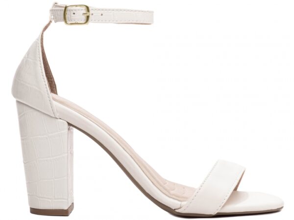 Sandália Feminina Tamanco Salto Grosso Off White AVS 8060B