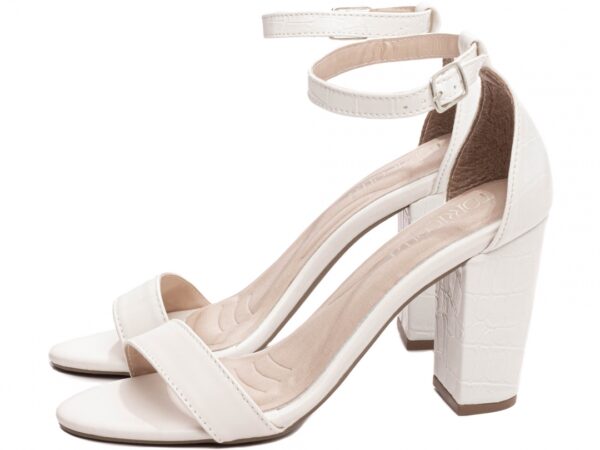 Sandália Feminina Tamanco Salto Grosso Off White AVS 8060B