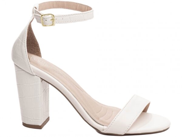 Sandália Feminina Tamanco Salto Grosso Off White AVS 8060B