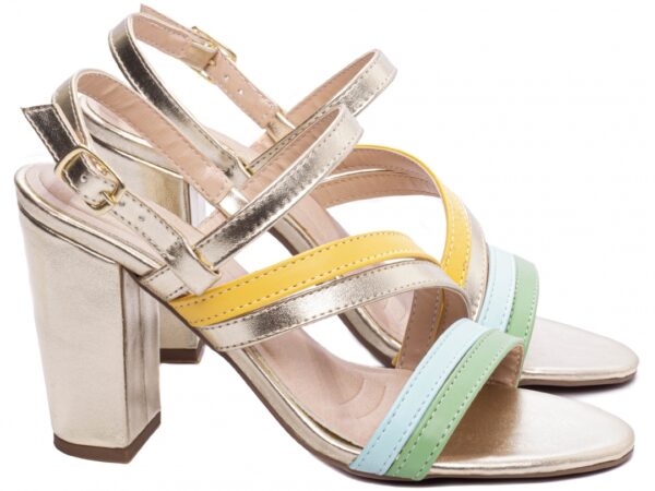 Sandália Feminina Tamanco Salto Grosso Ouro Light AVS 8002B