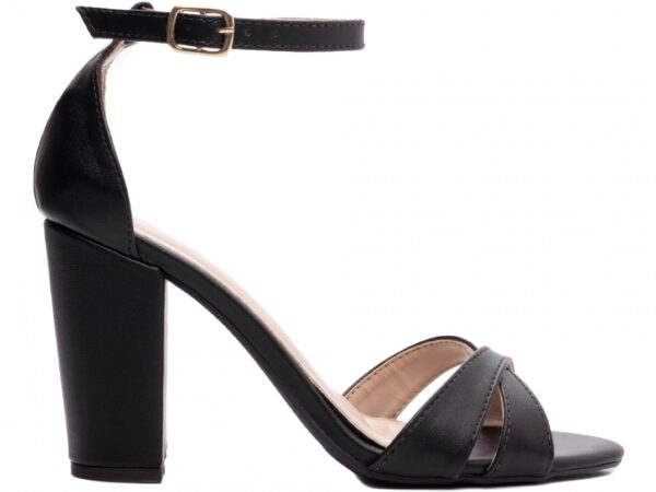 Sandália Feminina Tamanco Salto Grosso Preto AVS 8045A