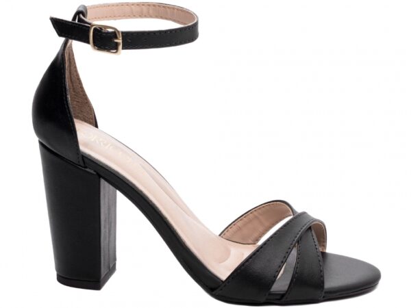 Sandália Feminina Tamanco Salto Grosso Preto AVS 8045A