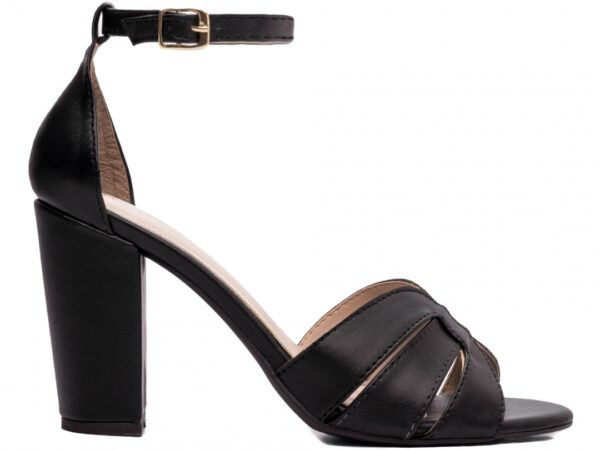 Sandália Feminina Tamanco Salto Grosso Preto AVS 8075A
