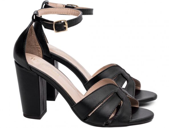 Sandália Feminina Tamanco Salto Grosso Preto AVS 8075A