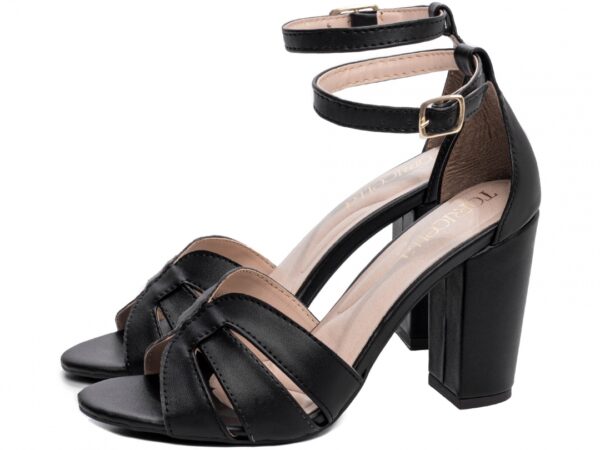Sandália Feminina Tamanco Salto Grosso Preto AVS 8075A