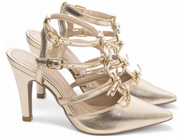 Sapato Scarpin Salto Alto Fino Dourado Torricella AVS 67074A