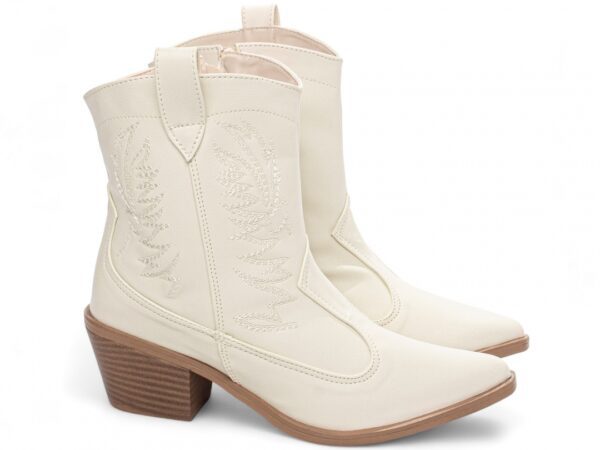 Bota Texana Country Off White Cano Baixo Salto Torricella AVS 500-559B