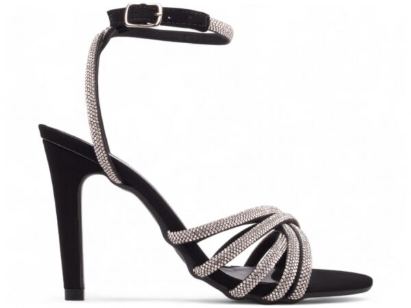 Sandália Feminina Preto Strass Prata Torricella AVS 301.29A