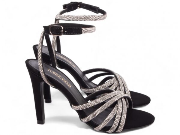 Sandália Feminina Preto Strass Prata Torricella AVS 301.29A