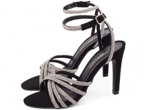 Sandália Feminina Preto Strass Prata Torricella AVS 301.29A
