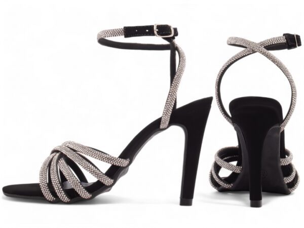 Sandália Feminina Preto Strass Prata Torricella AVS 301.29A