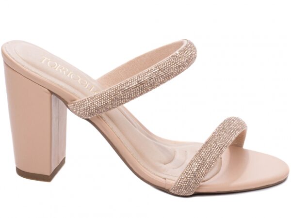 Sandália Tamanco Feminino Salto Grosso Strass 8099B