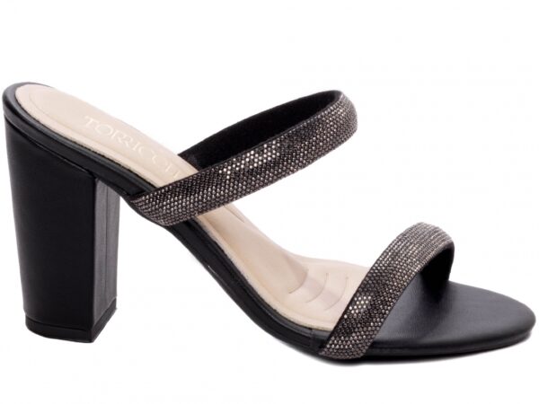 Sandália Tamanco Feminino Salto Grosso Strass AVS 8099A