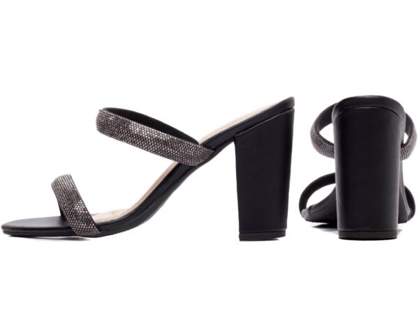 Sandália Tamanco Feminino Salto Grosso Strass AVS 8099A