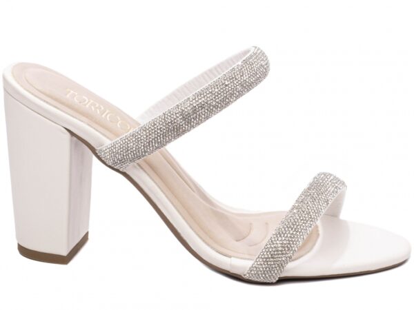 Sandália Tamanco Feminino Salto Grosso Strass AVS 8099C