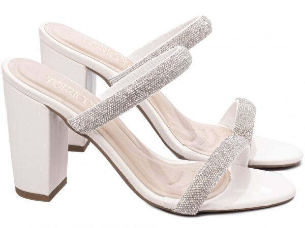 Sandália Tamanco Feminino Salto Grosso Strass AVS 8099C