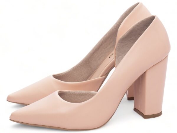 Sapato Scarpin Abertura Lateral Salto Alto Rose Grosso 65-05C