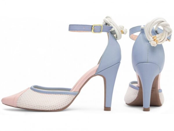 Sapato Scarpin Calçado Azul Branco Salto Alto Torricella AVS 66090
