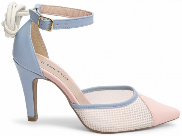 Sapato Scarpin Calçado Azul Branco Salto Alto Torricella AVS 66090