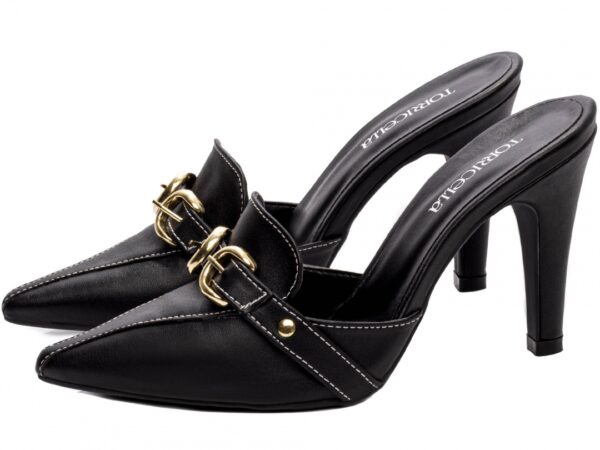 Sapato Scarpin Mule Salto Alto Fino Preto AVS 67055A