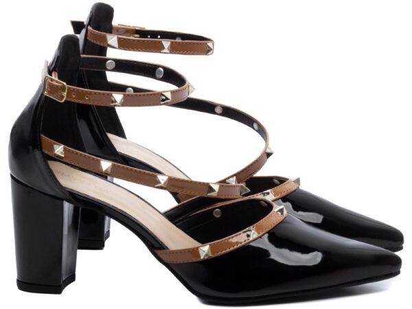 Sapato Scarpin Salto Fivela Pirâmides Torricella AVS 8000-06B_AR