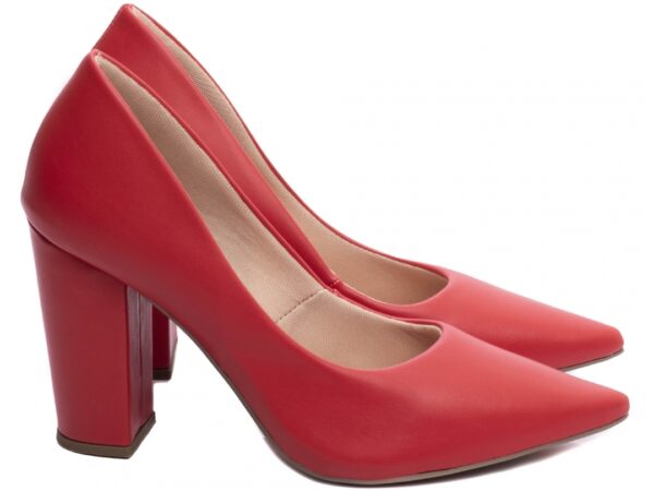 Sapato Scarpin Salto Médio Quadrado Bico Fino 65-01G