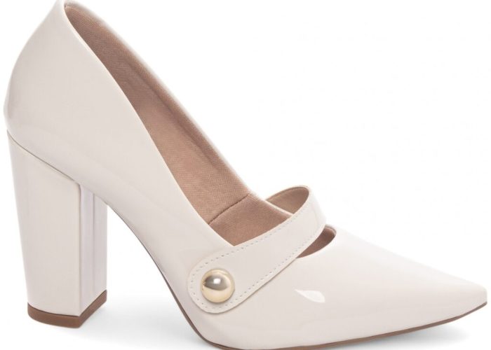 Sapato Scarpin Salto Alto Quadrado Off White Torricella AVS 65-13B
