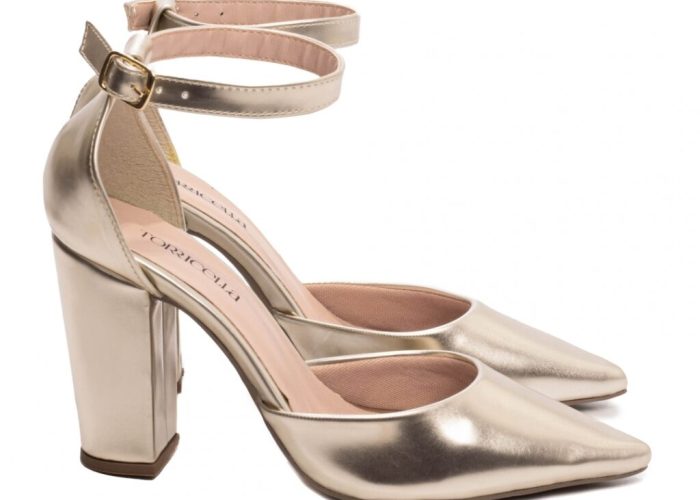 Sapato Scarpin Salto Bico Fino Dourado Torricella AVS 65-03G